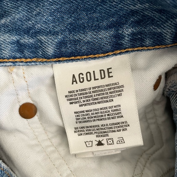 Agolde Sz 30 Parker‎ Jean Shorts Button Fly Denim Med Wash - Picture 3 of 6